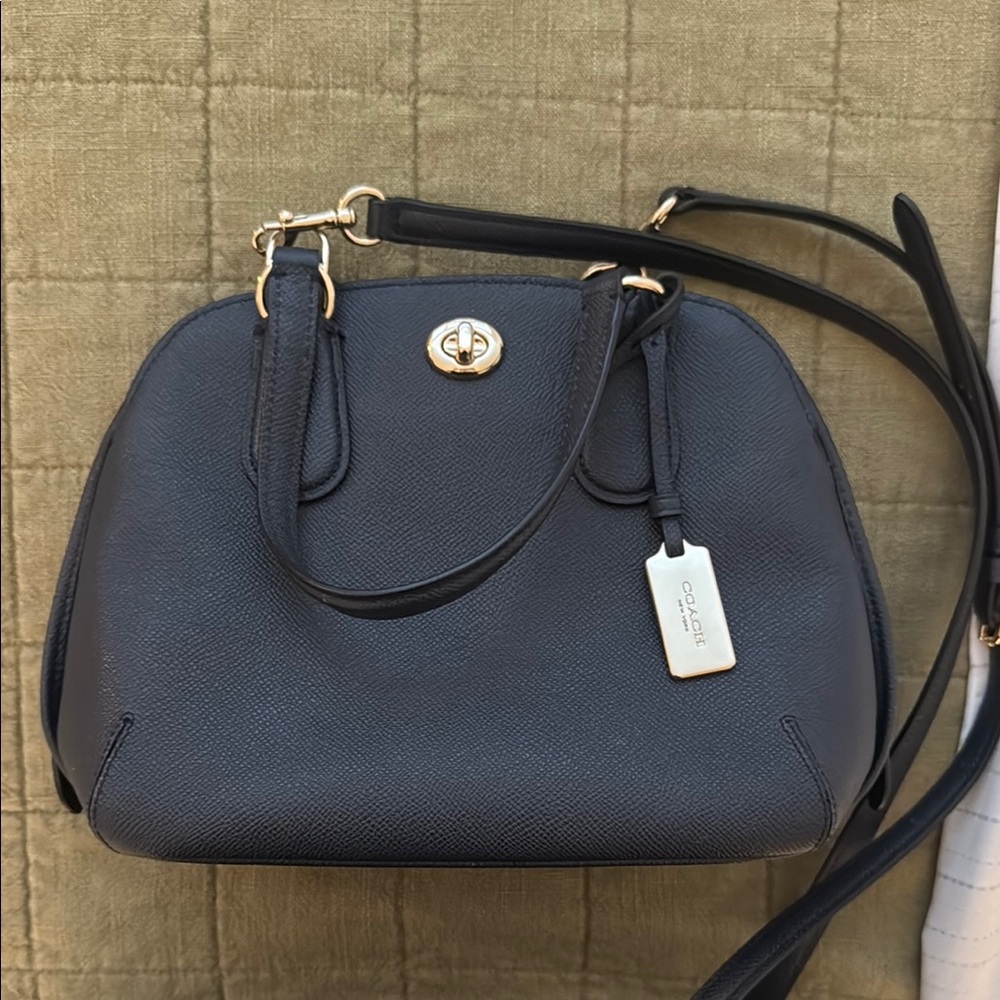 Coach Blue Carryall Satchel with Gold Hardware